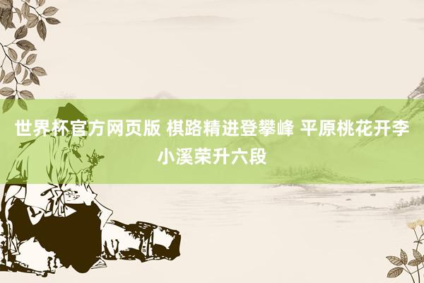 世界杯官方网页版 棋路精进登攀峰 平原桃花开李小溪荣升六段
