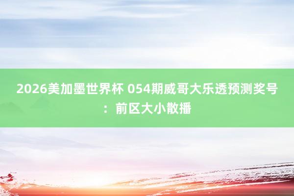 2026美加墨世界杯 054期威哥大乐透预测奖号：前区大小散播