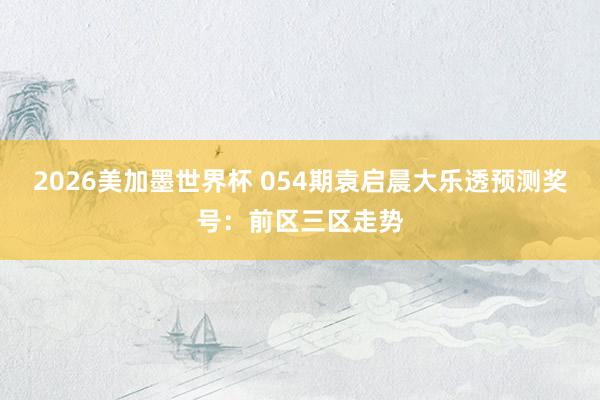 2026美加墨世界杯 054期袁启晨大乐透预测奖号：前区三区走势