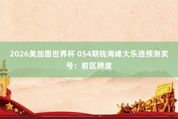 2026美加墨世界杯 054期钱海峰大乐透预测奖号：前区跨度