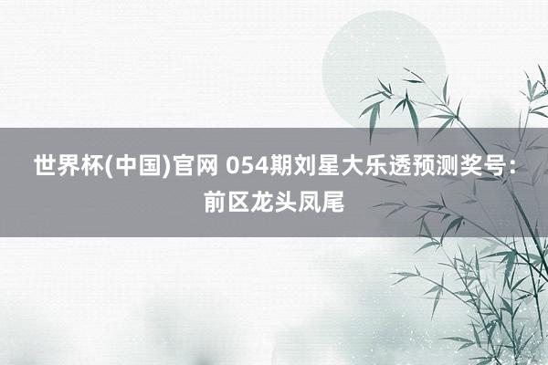 世界杯(中国)官网 054期刘星大乐透预测奖号：前区龙头凤尾
