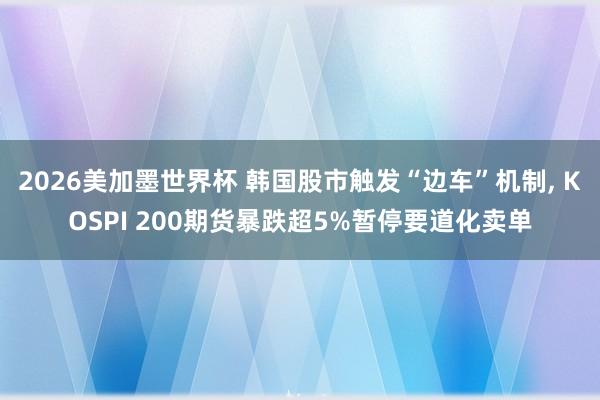 2026美加墨世界杯 韩国股市触发“边车”机制， KOSPI 200期货暴跌超5%暂停要道化卖单