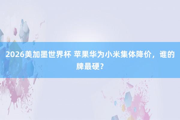 2026美加墨世界杯 苹果华为小米集体降价，谁的牌最硬？