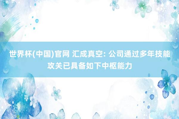 世界杯(中国)官网 汇成真空: 公司通过多年技能攻关已具备如下中枢能力
