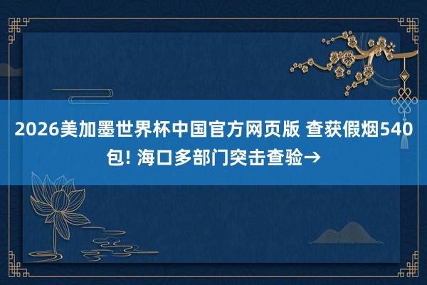 2026美加墨世界杯中国官方网页版 查获假烟540包! 海口多部门突击查验→