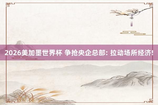 2026美加墨世界杯 争抢央企总部: 拉动场所经济!