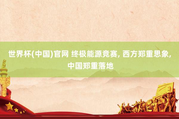 世界杯(中国)官网 终极能源竞赛， 西方郑重思象， 中国郑重落地