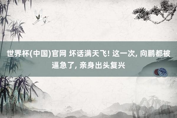 世界杯(中国)官网 坏话满天飞! 这一次， 向鹏都被逼急了， 亲身出头复兴