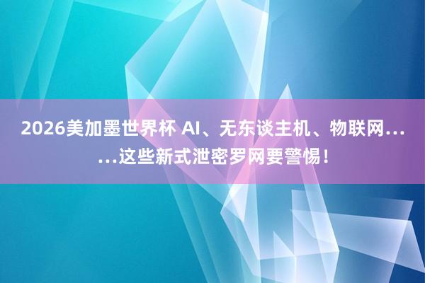2026美加墨世界杯 AI、无东谈主机、物联网……这些新式泄密罗网要警惕！
