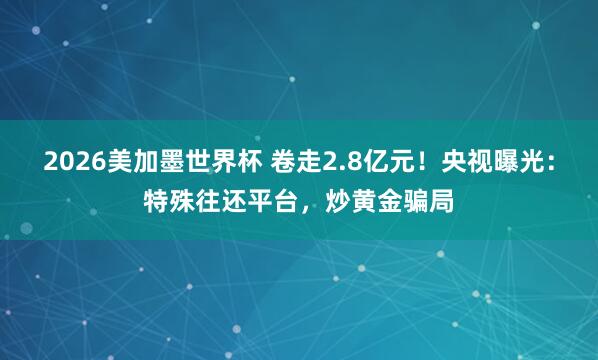 2026美加墨世界杯 卷走2.8亿元！央视曝光：特殊往还平台，炒黄金骗局
