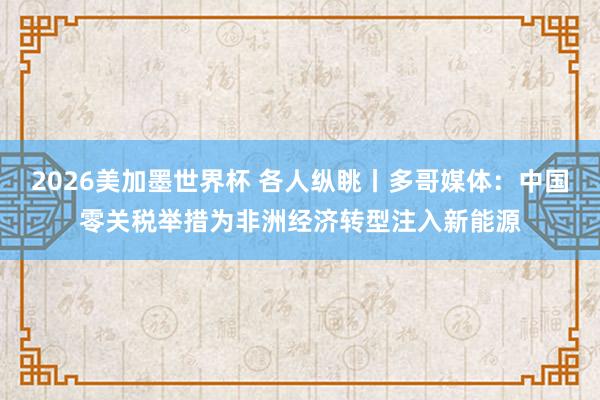 2026美加墨世界杯 各人纵眺丨多哥媒体：中国零关税举措为非洲经济转型注入新能源