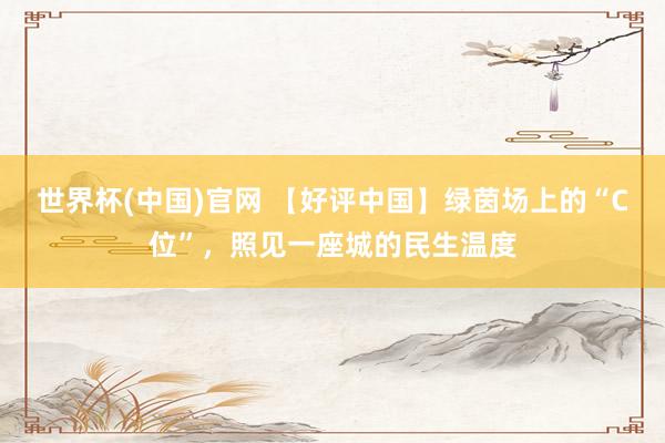 世界杯(中国)官网 【好评中国】绿茵场上的“C位”，照见一座城的民生温度