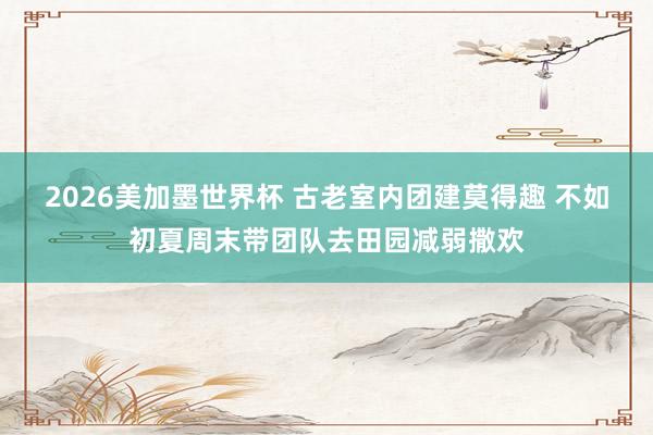 2026美加墨世界杯 古老室内团建莫得趣 不如初夏周末带团队去田园减弱撒欢