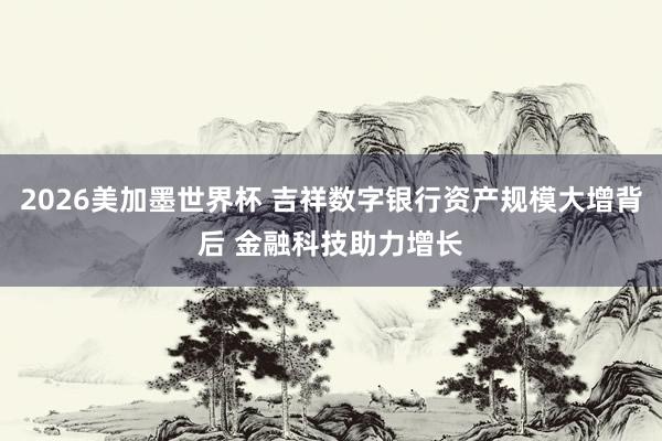 2026美加墨世界杯 吉祥数字银行资产规模大增背后 金融科技助力增长