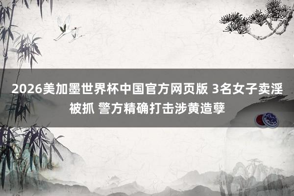 2026美加墨世界杯中国官方网页版 3名女子卖淫被抓 警方精确打击涉黄造孽