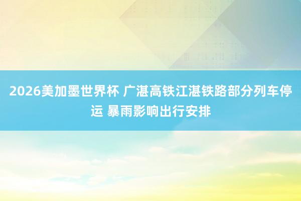 2026美加墨世界杯 广湛高铁江湛铁路部分列车停运 暴雨影响出行安排