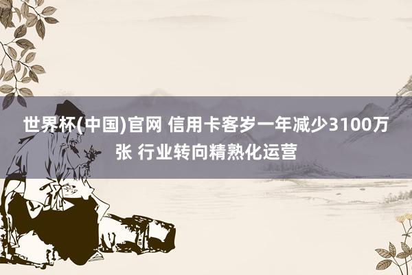 世界杯(中国)官网 信用卡客岁一年减少3100万张 行业转向精熟化运营