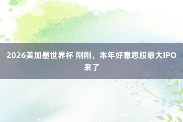 2026美加墨世界杯 刚刚，本年好意思股最大IPO来了