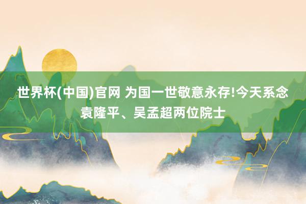 世界杯(中国)官网 为国一世敬意永存!今天系念袁隆平、吴孟超两位院士