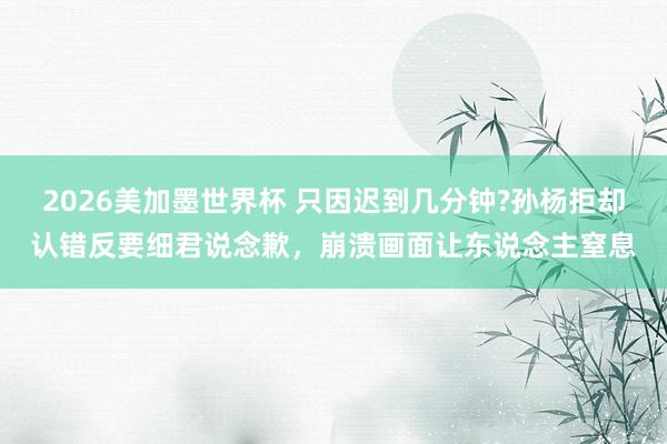 2026美加墨世界杯 只因迟到几分钟?孙杨拒却认错反要细君说念歉，崩溃画面让东说念主窒息