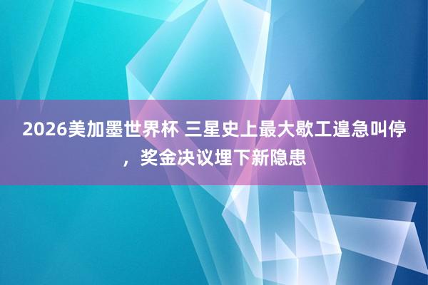 2026美加墨世界杯 三星史上最大歇工遑急叫停，奖金决议埋下新隐患