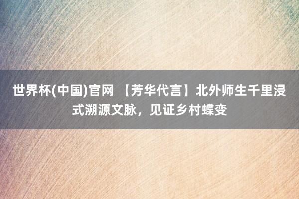 世界杯(中国)官网 【芳华代言】北外师生千里浸式溯源文脉，见证乡村蝶变