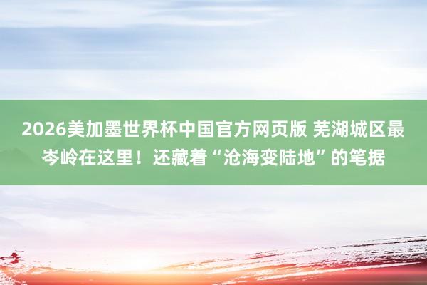2026美加墨世界杯中国官方网页版 芜湖城区最岑岭在这里！还藏着“沧海变陆地”的笔据