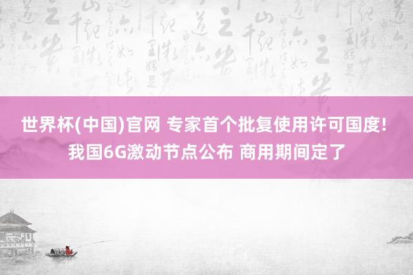 世界杯(中国)官网 专家首个批复使用许可国度! 我国6G激动节点公布 商用期间定了