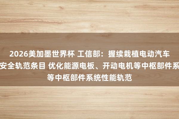 2026美加墨世界杯 工信部：握续栽植电动汽车及能源电板安全轨范条目 优化能源电板、开动电机等中枢部件系统性能轨范