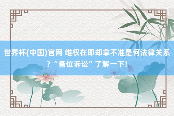 世界杯(中国)官网 维权在即却拿不准是何法律关系? “备位诉讼”了解一下!