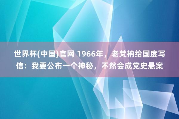 世界杯(中国)官网 1966年，老梵衲给国度写信：我要公布一个神秘，不然会成党史悬案