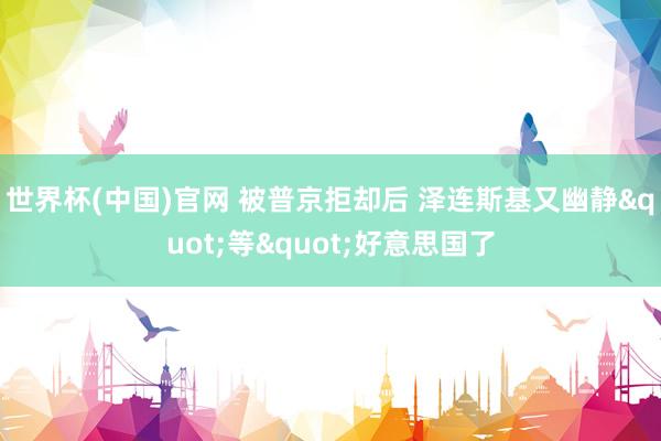 世界杯(中国)官网 被普京拒却后 泽连斯基又幽静"等"好意思国了