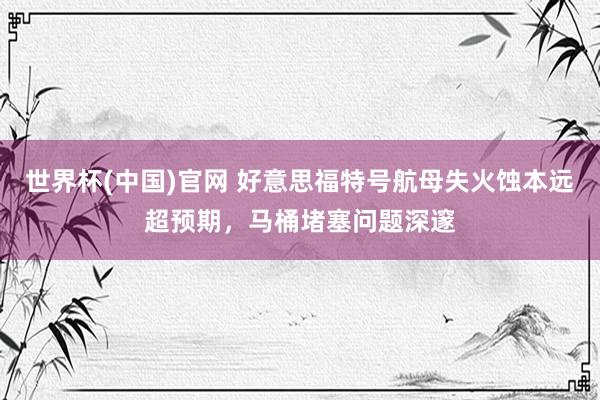 世界杯(中国)官网 好意思福特号航母失火蚀本远超预期，马桶堵塞问题深邃