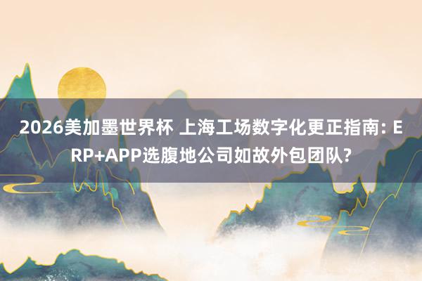 2026美加墨世界杯 上海工场数字化更正指南: ERP+APP选腹地公司如故外包团队?