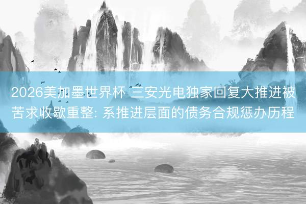2026美加墨世界杯 三安光电独家回复大推进被苦求收歇重整: 系推进层面的债务合规惩办历程