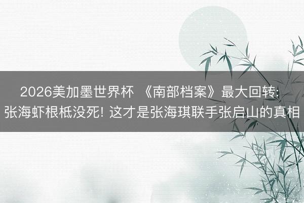 2026美加墨世界杯 《南部档案》最大回转: 张海虾根柢没死! 这才是张海琪联手张启山的真相
