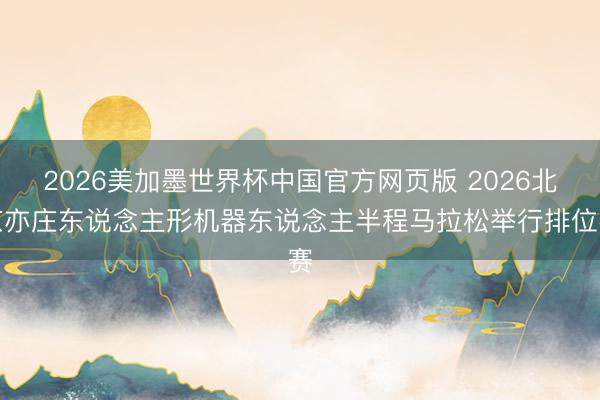 2026美加墨世界杯中国官方网页版 2026北京亦庄东说念主形机器东说念主半程马拉松举行排位赛